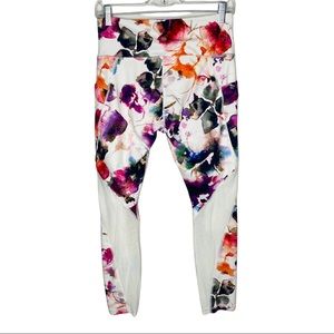 Athleta Mudra 7/8 Floral Mesh Tights Leggings Size Medium